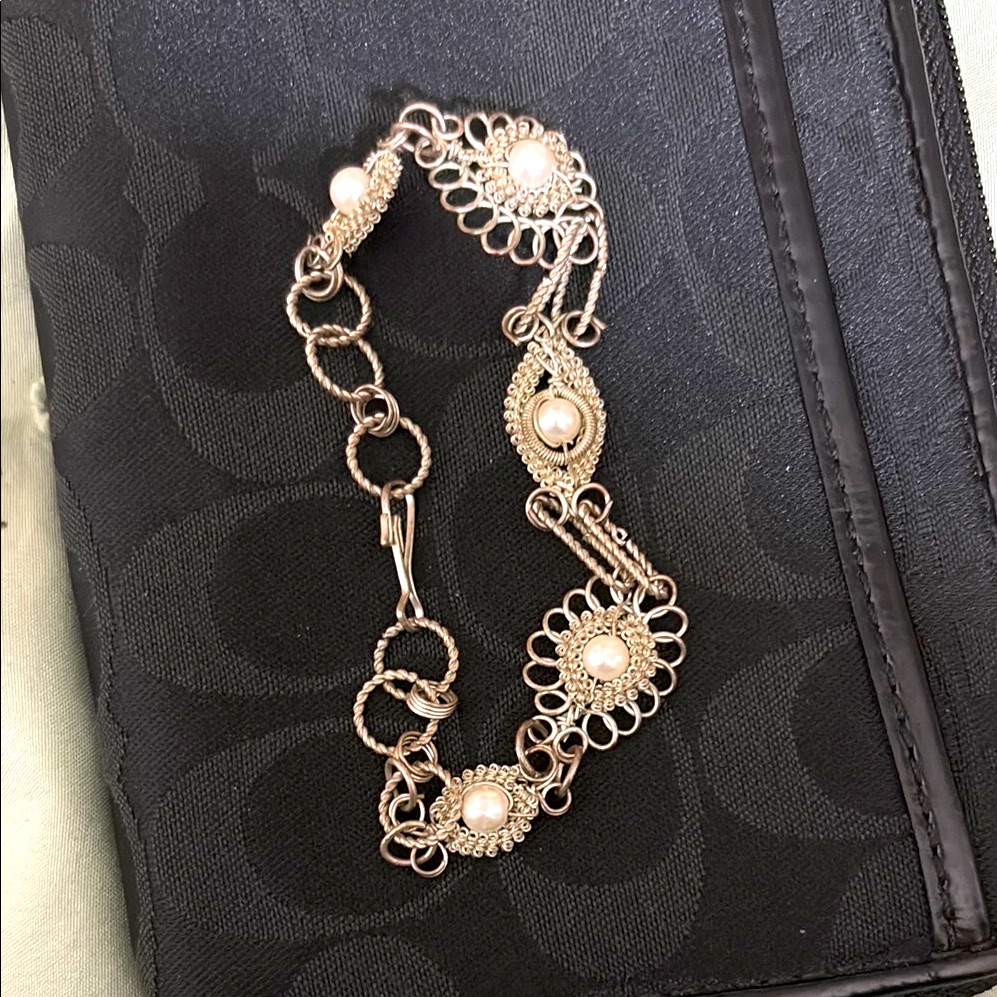 Gold And Cream Vintage-Inspired Bracelet With Intricate Detailing